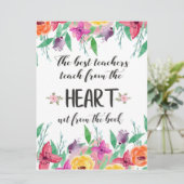 Zitat der besten Lehrerin Dankeschön an die Gesche Karte (Stehend Vorderseite)