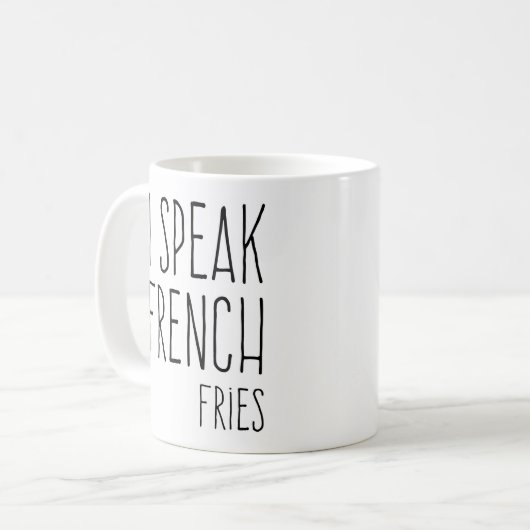 Zitat der französischen Fries Kaffeetasse (Vorderseite Links)