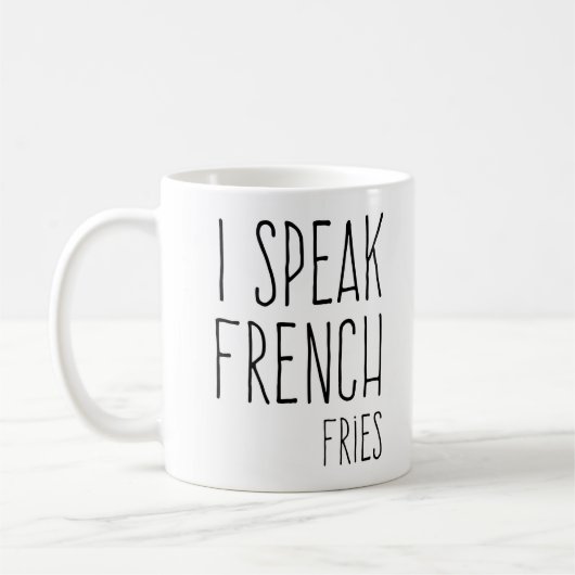 Zitat der französischen Fries Kaffeetasse (Links)