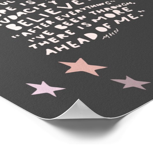 Zitat der Hoffnung - lila und rosa Mond und Sterne Poster (Ecke)