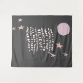 Zitat der Hoffnung - lila und rosa Mond und Sterne Wandteppich (Vorderseite (Horizontal))