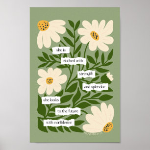 Zitat der Schrift Inspiration Grüne Blumenbibel Poster