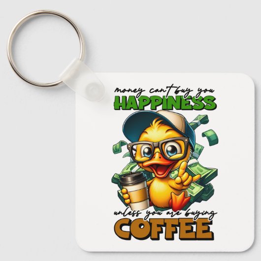 Zitat der Sonnendusche mit Brillen-Coffee-Caption Schlüsselanhänger (Vorderseite)