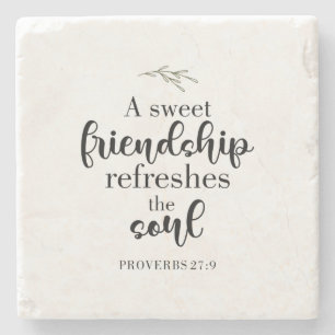 Zitat der "Sweet Friendship Bible Verse Hand Lette Steinuntersetzer