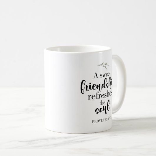 Zitat der "Sweet Friendship Bible Verse Hand Letti Kaffeetasse (VorderseiteRechts)