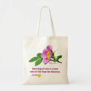 Zitat der Wildblume "Wilde Rose" Tragetasche