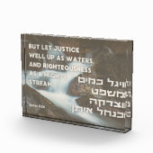 Zitat des hebräischen Propheten Amos Gerechtigkeit Fotoblock (Rechts)