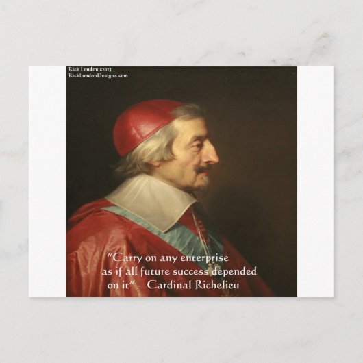 Zitat des Kardinals Richelieu über Erfolg und Weis Postkarte (Vorderseite)