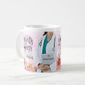 Zitat des personalisierten Arztes Nurse Blumengel Kaffeetasse (Vorderseite Links)