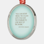 Zitat durch Christoph Kolumbus Silbernes Ornament (Links)