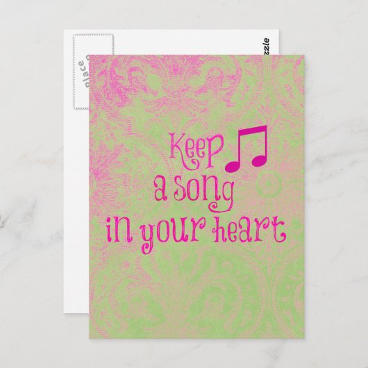 Zitat: Ein Lied im Herzen Behalten Postkarte (Vorne/Hinten)