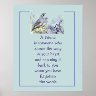 Zitat eines Freundes Song in deinem Herz-und-Vögel Poster