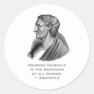 Zitat Erkenne dich selbst Philosoph Aristoteles Runder Aufkleber