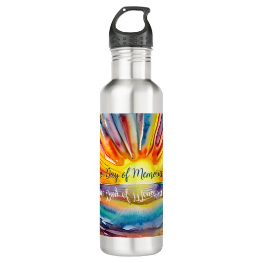 Zitat Farbiger Sonnenuntergang über dem Wasser Edelstahlflasche (Vorderseite)