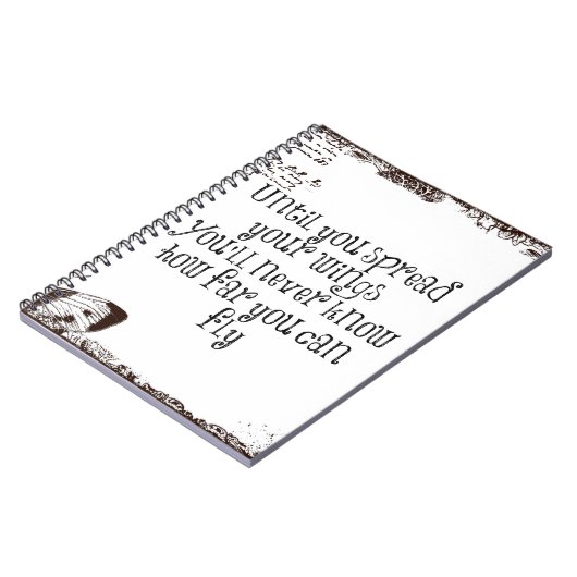 Zitat: Flügel verbreiten und fliegen Notizblock (Linke Seite)