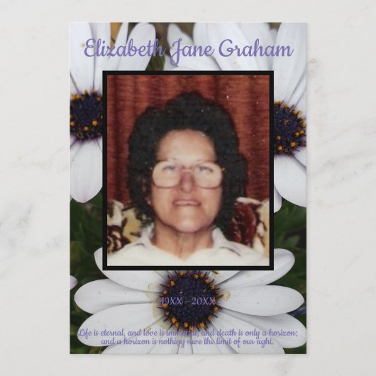 Zitat Foto African Daisies Background Beerdigung Programm (Vorderseite)