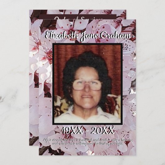 Zitat Foto Blüten Hintergrund Beerdigung Programm (Vorne/Hinten)