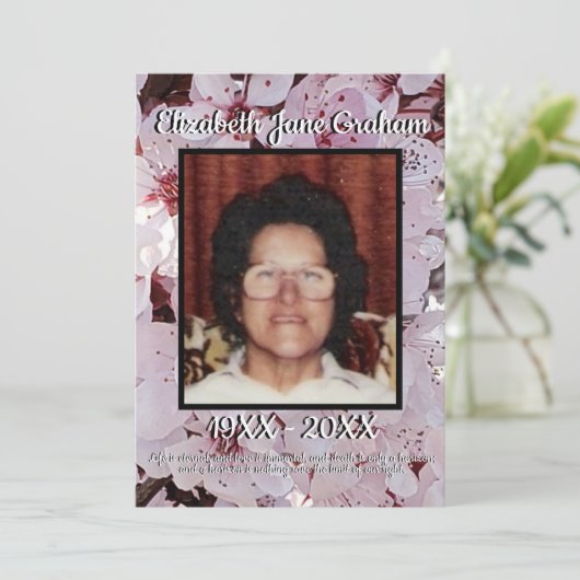 Zitat Foto Blüten Hintergrund Beerdigung Programm (Stehend Vorderseite)