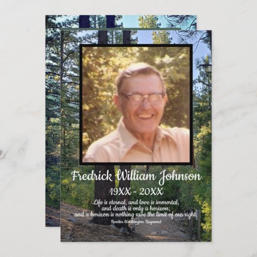 Zitat Foto Pine Tree Hintergrund Beerdigung Programm (Vorne/Hinten)