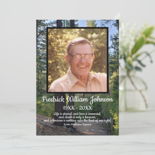 Zitat Foto Pine Tree Hintergrund Beerdigung Programm (Stehend Vorderseite)