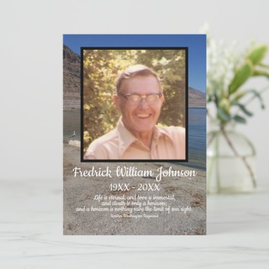 Zitat Foto See mit Seagull Background Beerdigung Programm (Stehend Vorderseite)