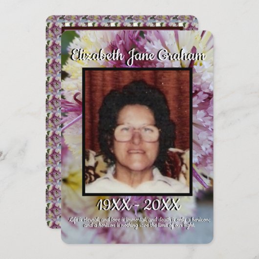 Zitat Foto Spider Mums Blumenhintergrund Beerdigun Programm (Vorne/Hinten)