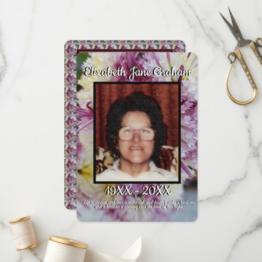 Zitat Foto Spider Mums Blumenhintergrund Beerdigun Programm (Vorderseite/Rückseite Beispiel)