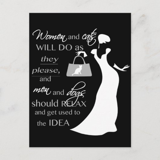 Zitat "Frauen und Katzen" Postkarte (Vorderseite)