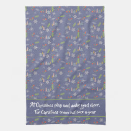 Zitat Frohe Weihnachten handgezeichnete Bäume Schn Geschirrtuch