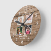 Zitat für rustische Holzsorten 4 - Collage Familie Runde Wanduhr (Winkel)