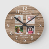 Zitat für rustische Holzsorten 4 - Collage Familie Runde Wanduhr (Vorderseite)