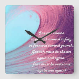 Zitat für Wachstumsziele Quadratische Wanduhr