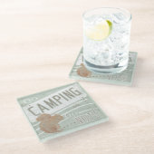 Zitat | gehen Camping oder gehen Nüsse Glasuntersetzer (Schrägansicht)