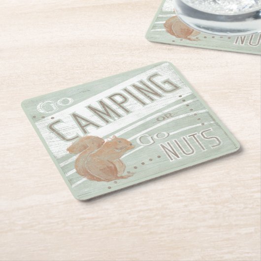 Zitat | gehen Camping oder gehen Nüsse Rechteckiger Pappuntersetzer (angewinkelt)