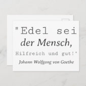 Zitat Goethe Edel sei der Mensch Postkarte (Vorne/Hinten)
