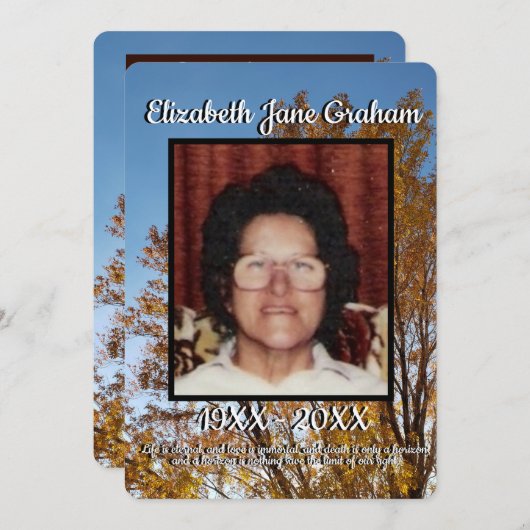 Zitat Golden Leaf Fall Bäume Hintergrund Beerdigun Programm (Vorne/Hinten)