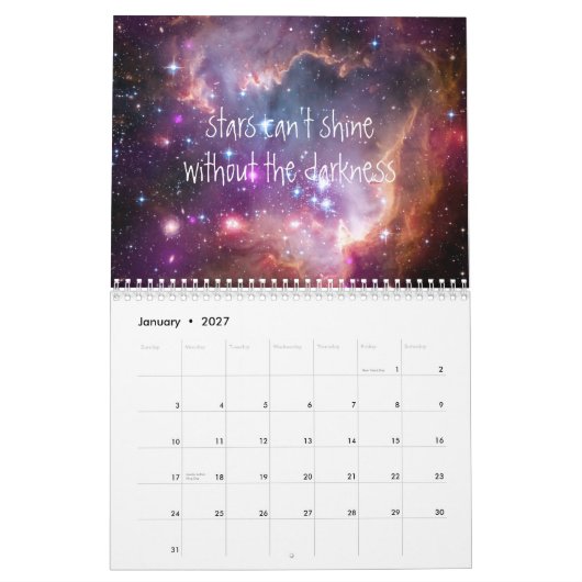 Zitat-Hipsterzitate der Raumgalaxie inspirational Kalender (Jan 2027)