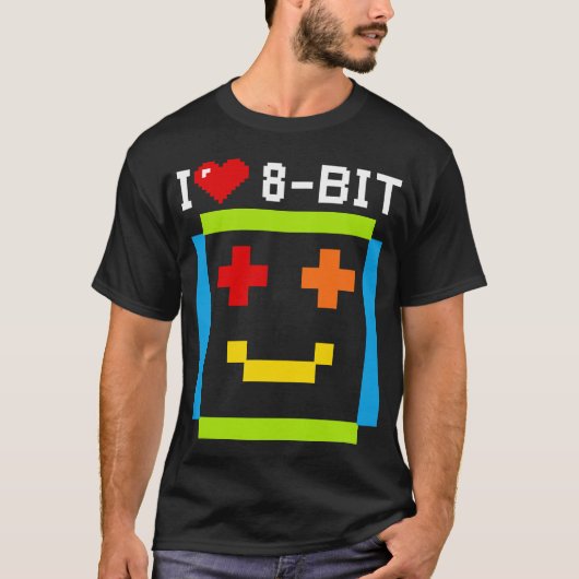 Zitat I love 8 Computerbit Retro Game Ordi T-Shirt (Vorderseite)
