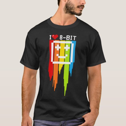 Zitat I love 8 Computerbit Retro Game Ordi T-Shirt (Vorderseite)