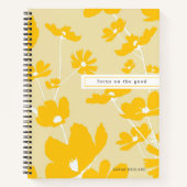 Zitat im Fokus auf das gute Blumenmuster-Notebook Notizblock (Vorderseite)