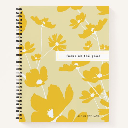 Zitat im Fokus auf das gute Blumenmuster-Notebook Notizblock (Vorderseite)