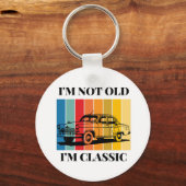 Zitat im nicht alt im klassischen Auto Schlüsselanhänger (Rückseite)