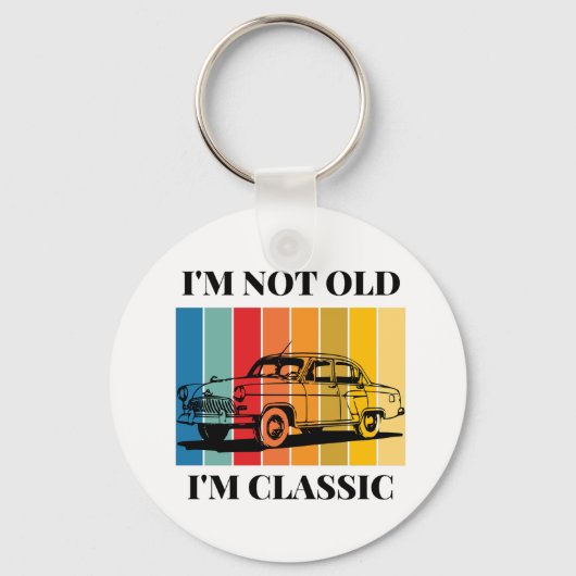 Zitat im nicht alt im klassischen Auto Schlüsselanhänger (Rückseite)