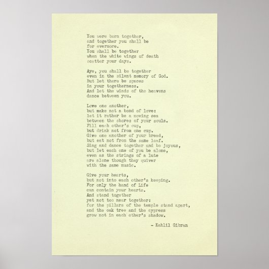 Zitat Kahlil Gibran, inspirierender Schriftsteller Poster (Vorne)