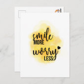 Zitat "Lächeln mehr Sorgen weniger" Postkarte (Vorne/Hinten)