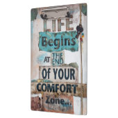 Zitat Leben beginnt am Ende der Komfort-Zone Klemmbrett (Links)