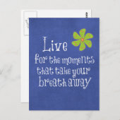 Zitat: Leben, Momente, Atem Postkarte (Vorne/Hinten)