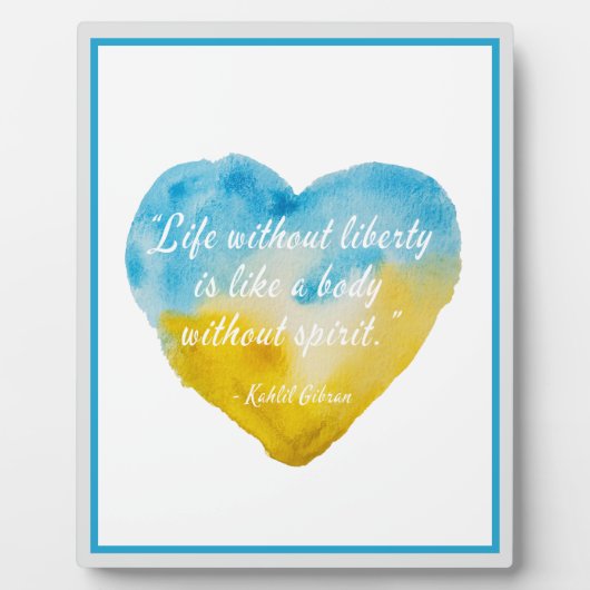 Zitat "Leben ohne Freiheit" Ukraine Herz Fotoplatte (Vorderseite)