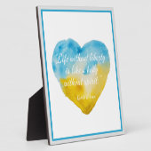 Zitat "Leben ohne Freiheit" Ukraine Herz Fotoplatte (Seite)