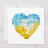 Zitat "Leben ohne Freiheit" Ukraine Herz Karte (Vorderseite)